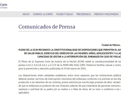 Interrupción del embarazo. Norma 046