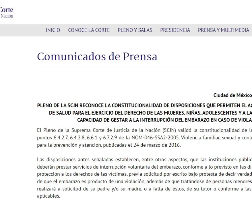 Interrupción del embarazo. Norma 046