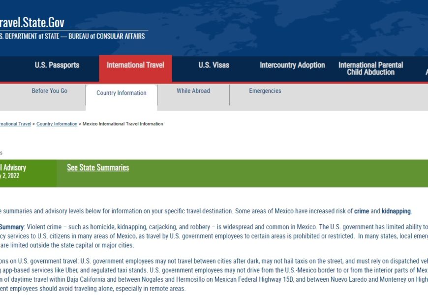 Nueva alerta de viaje