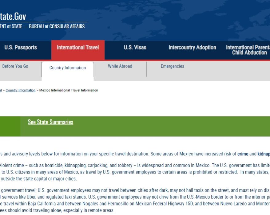 Nueva alerta de viaje