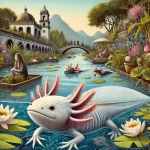 El ajolote de Xochimilco. Imagen generada por Ai