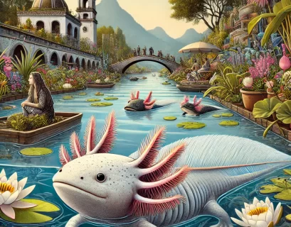El ajolote de Xochimilco. Imagen generada por Ai