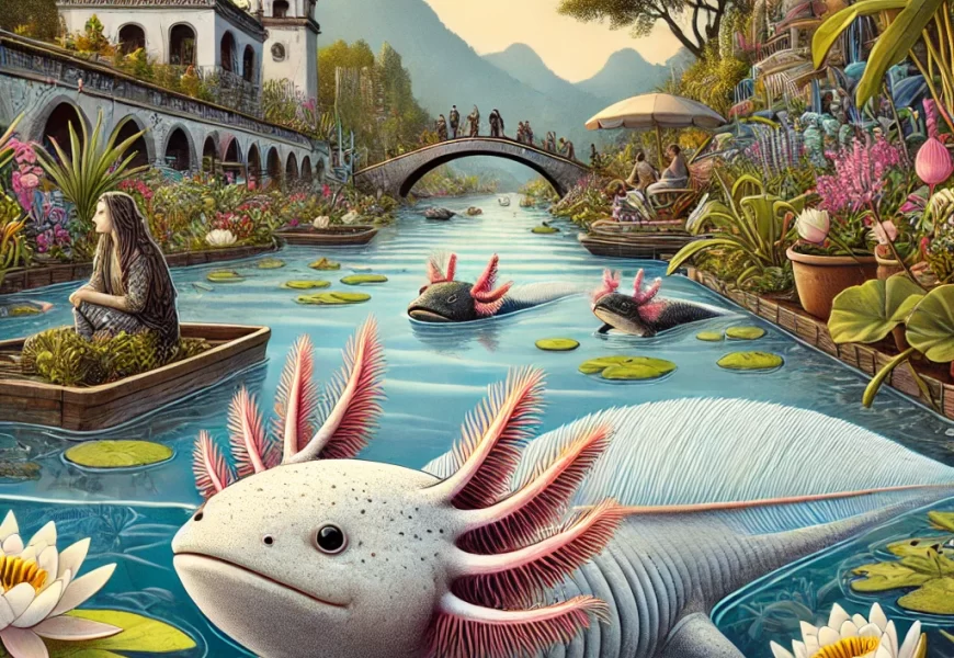 El ajolote de Xochimilco. Imagen generada por Ai