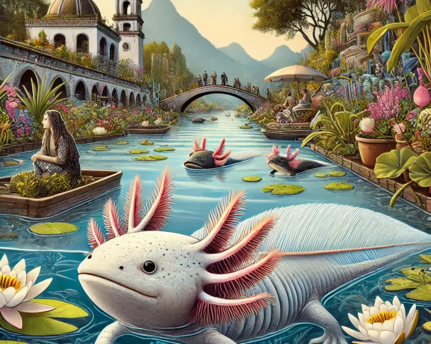 El ajolote de Xochimilco. Imagen generada por Ai