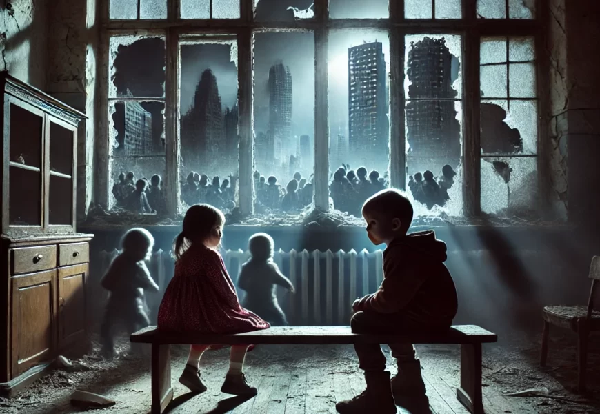Niñas y niños en orfandad. Imagen creada con Ai