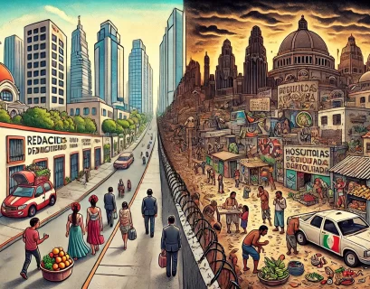 México en el Panorama Social de Al. Imagen generada con Ai.